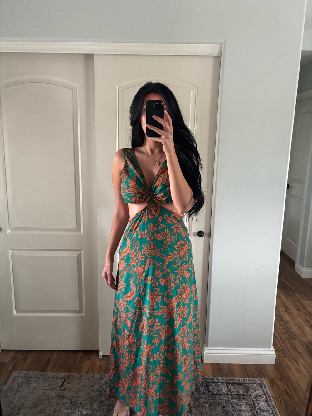 Vacation Maxi Dress with Twist Front Cutout